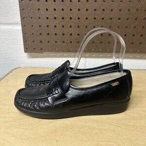 SAS Penny Loafers Women’s Black Leather Slip On Shoes Size 6 S Slim